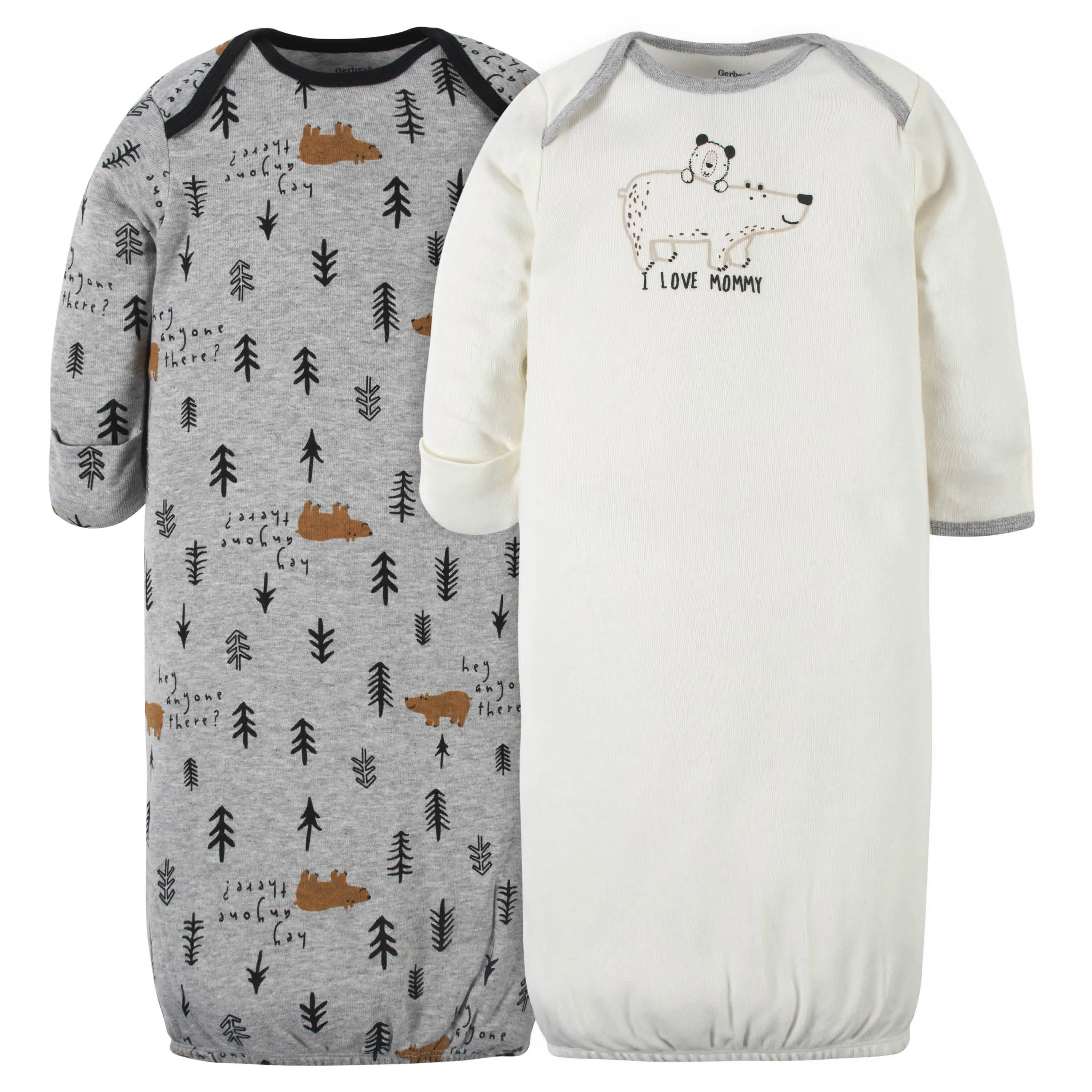 2-Pack Baby Boys Bear Gowns