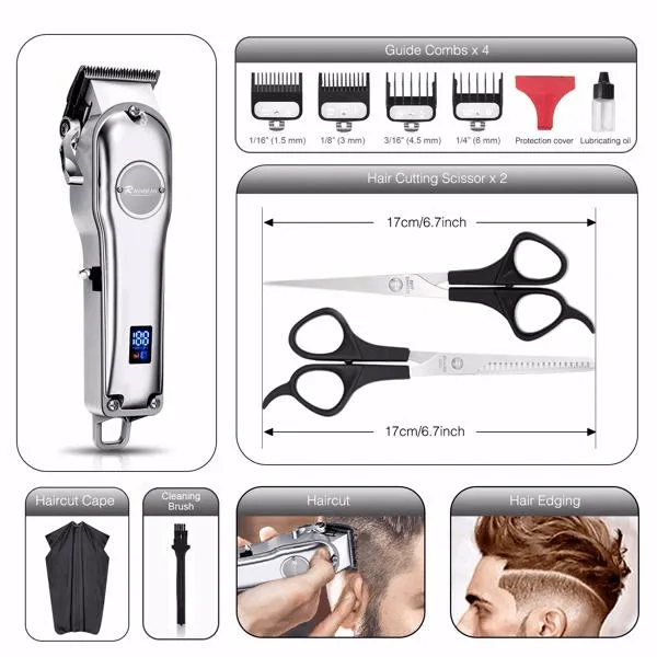 3 in 1 IPX7 Waterproof Beard Trimmer Men Hair Trimmer