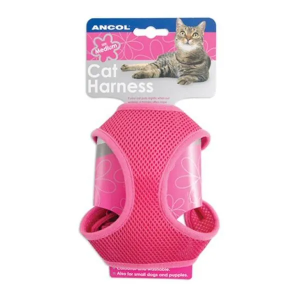 Ancol Black Soft Cat Harness & Lead - M