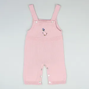 Baby Girl Knitted Dungaree Trousers - Dusky Pink