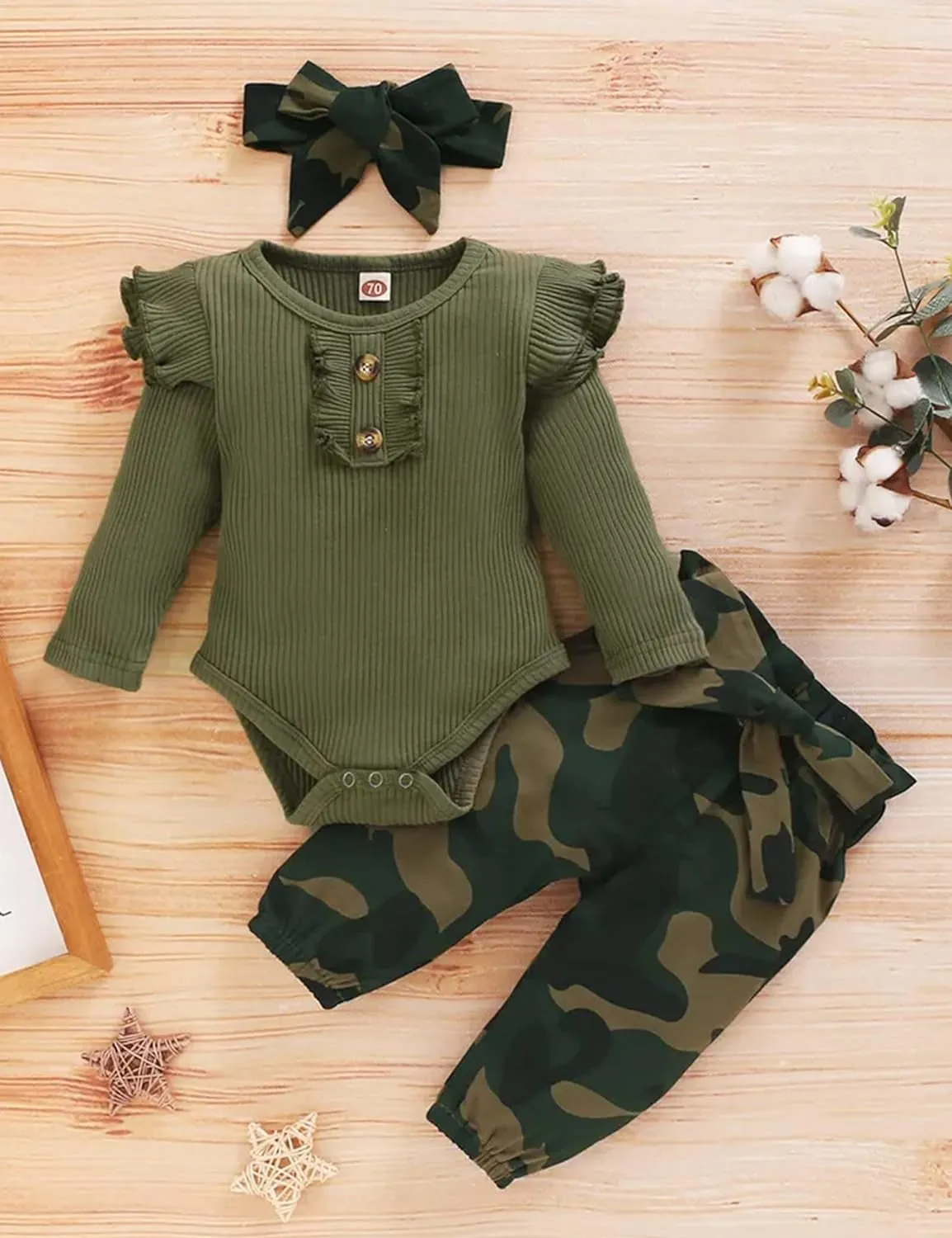 Baby Girls Clothes Cute Baby Clothes Girls Romper   Pant 3Pcs Winter Outfit Newborn Light Brown