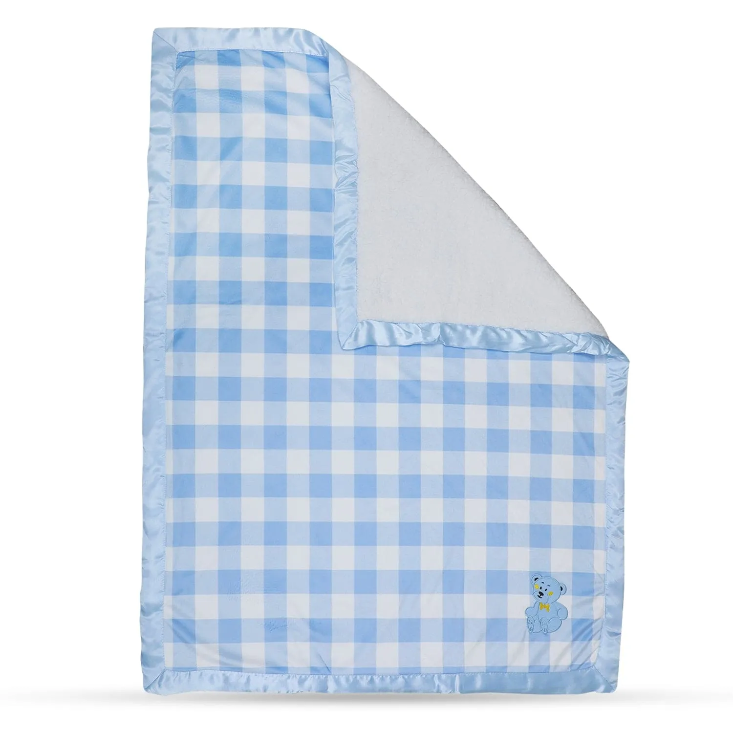 Baby Moo Checkered Charm Soft Fur Blanket - Blue