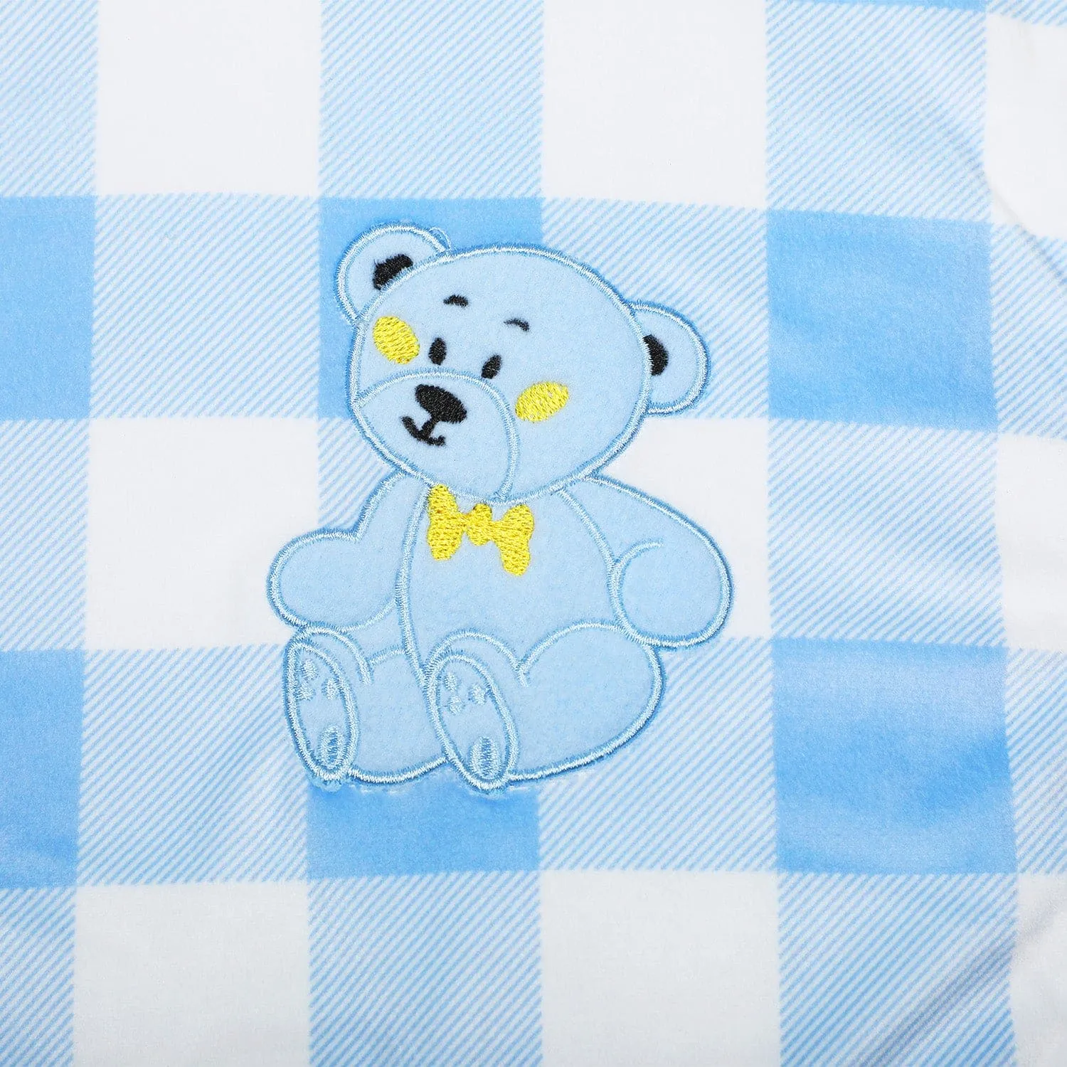 Baby Moo Checkered Charm Soft Fur Blanket - Blue