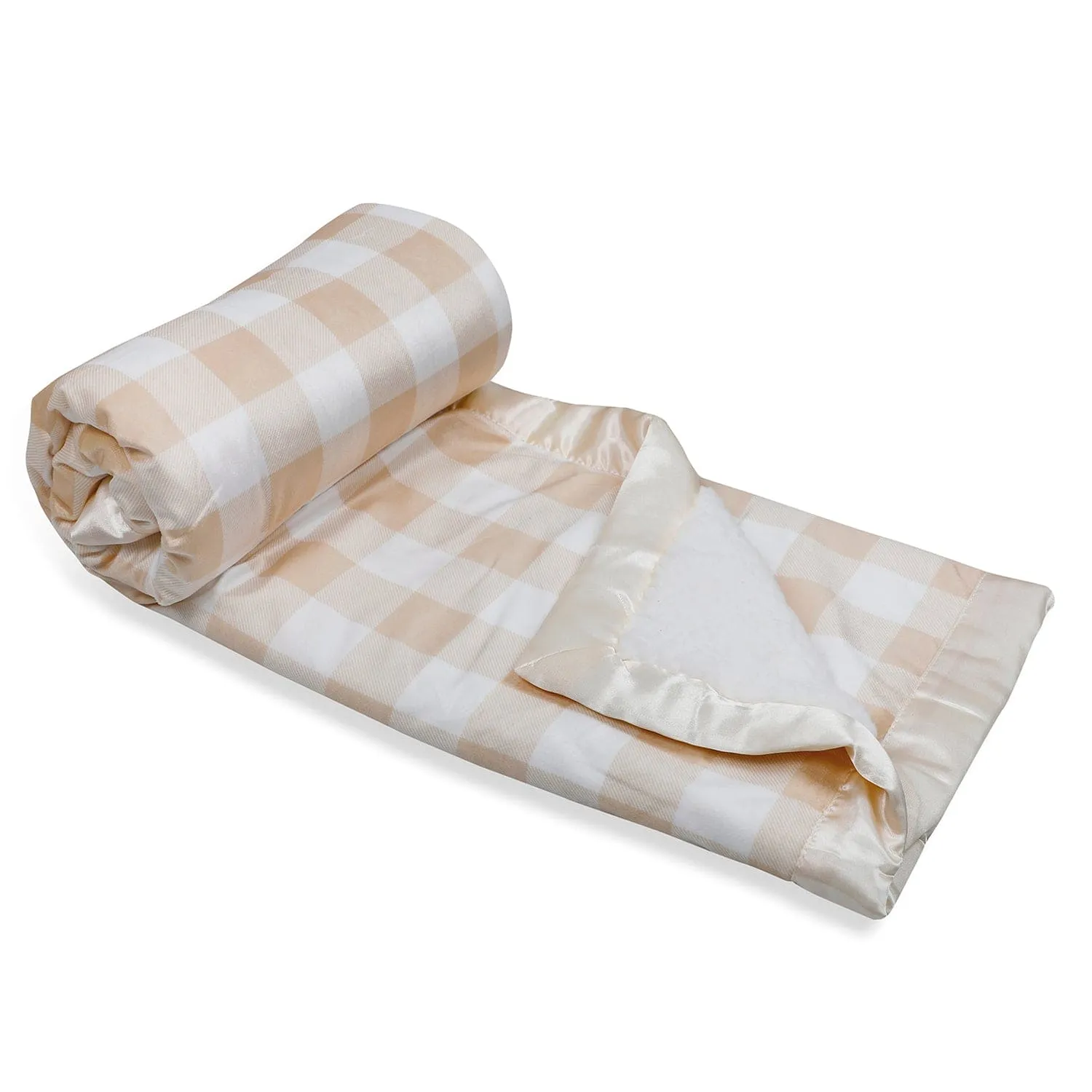 Baby Moo Checkered Charm Soft Fur Blanket - Cream