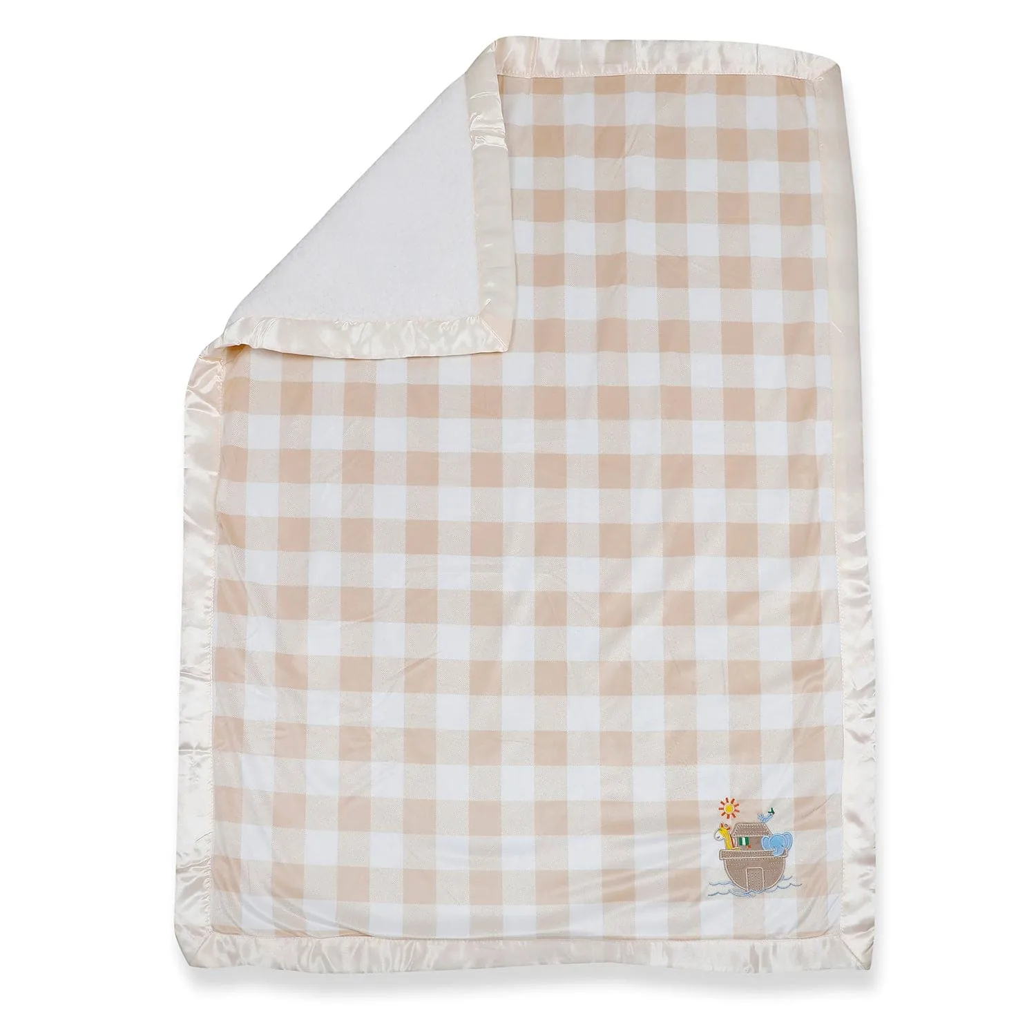 Baby Moo Checkered Charm Soft Fur Blanket - Cream