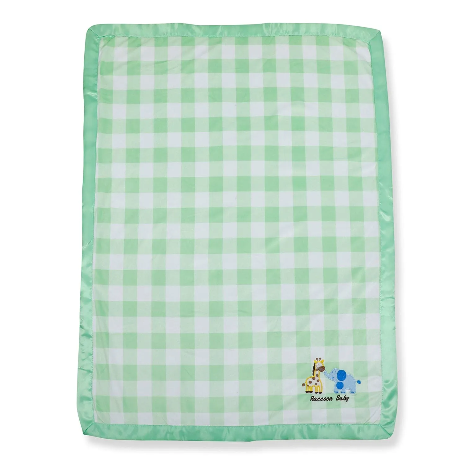 Baby Moo Checkered Charm Soft Fur Blanket - Green