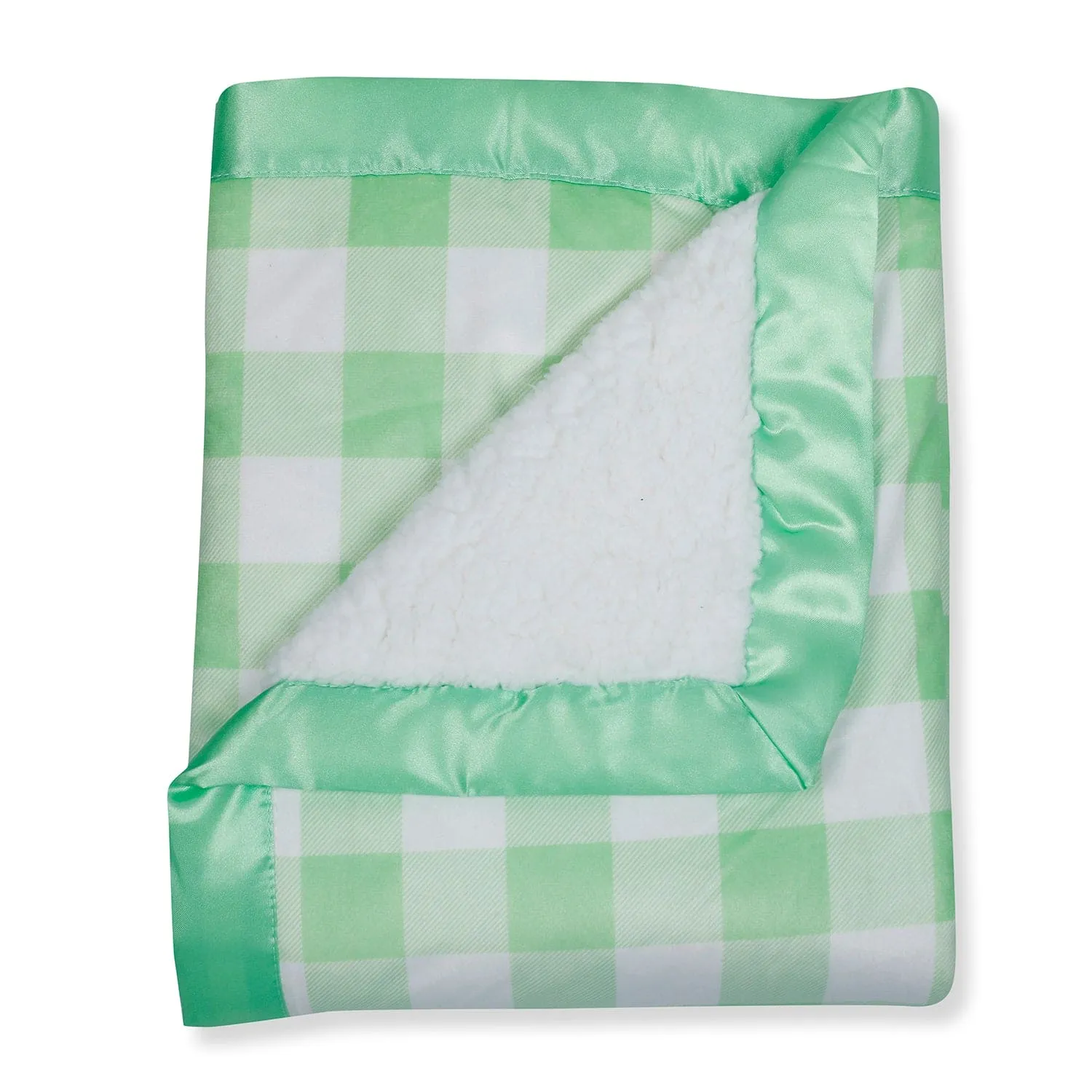 Baby Moo Checkered Charm Soft Fur Blanket - Green