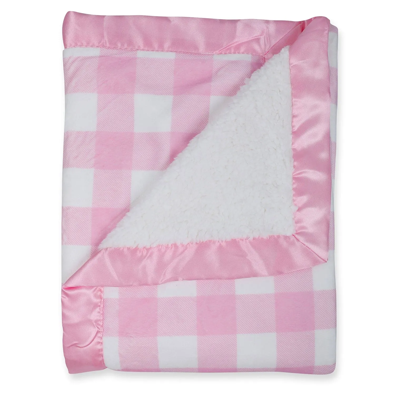 Baby Moo Checkered Charm Soft Fur Blanket - Pink