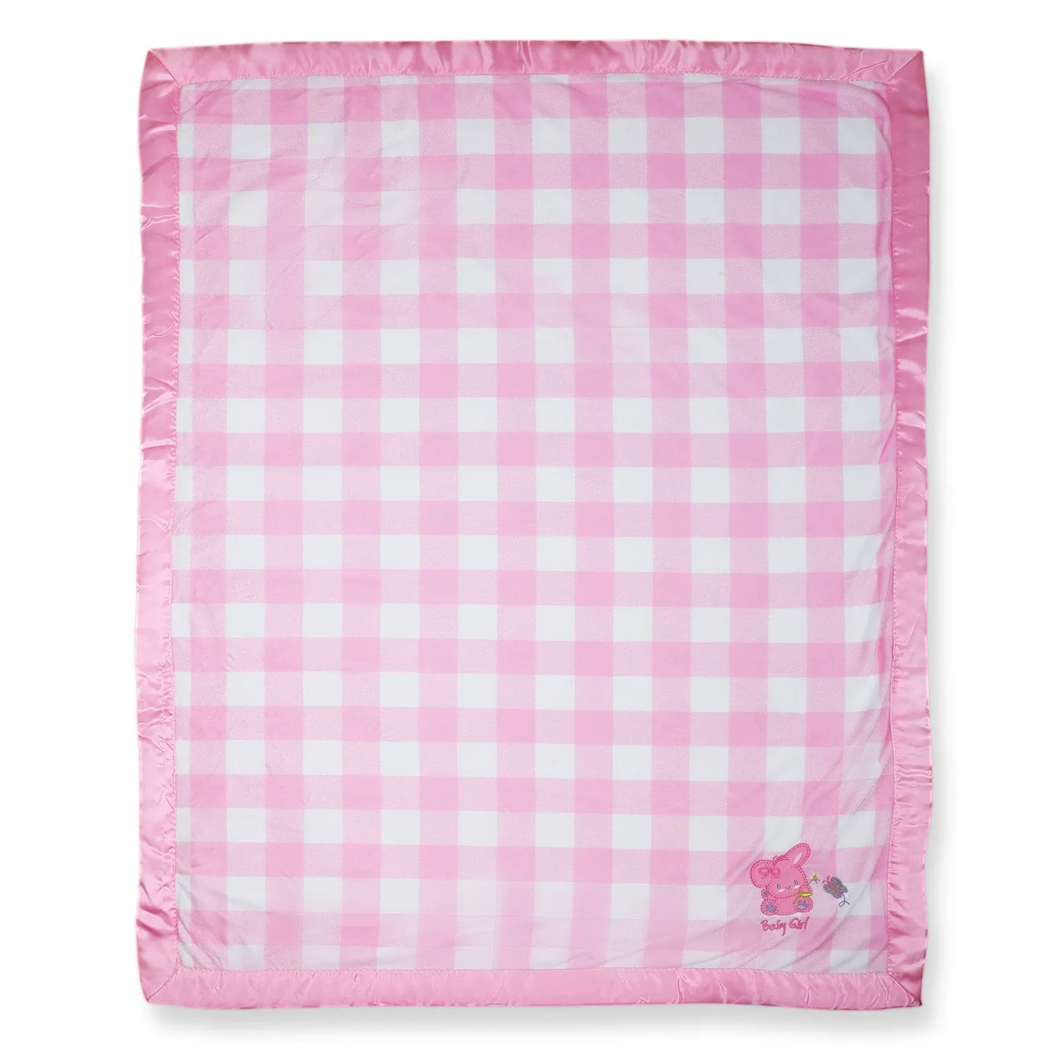 Baby Moo Checkered Charm Soft Fur Blanket - Pink