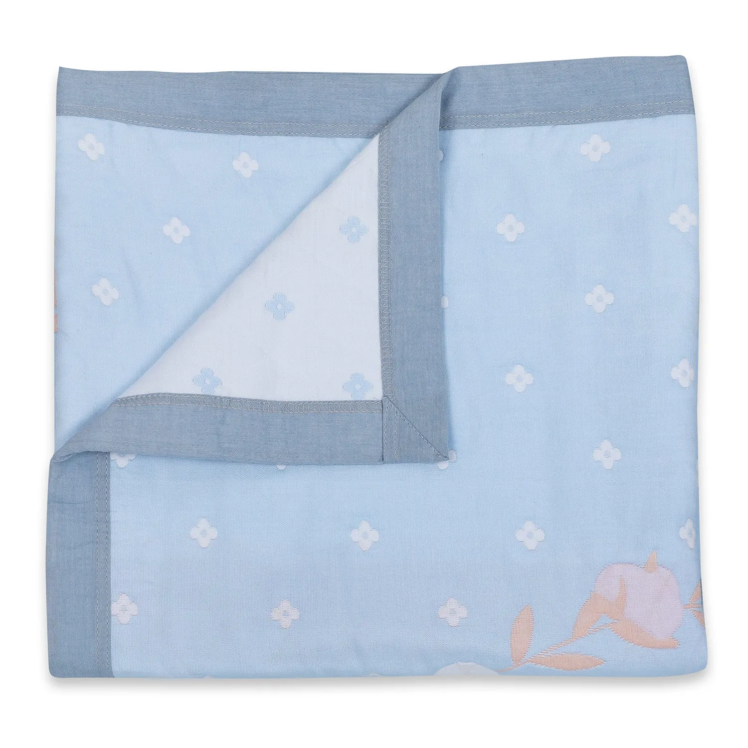 Baby Moo Deers In Love All Season Medium Muslin Blanket - Blue