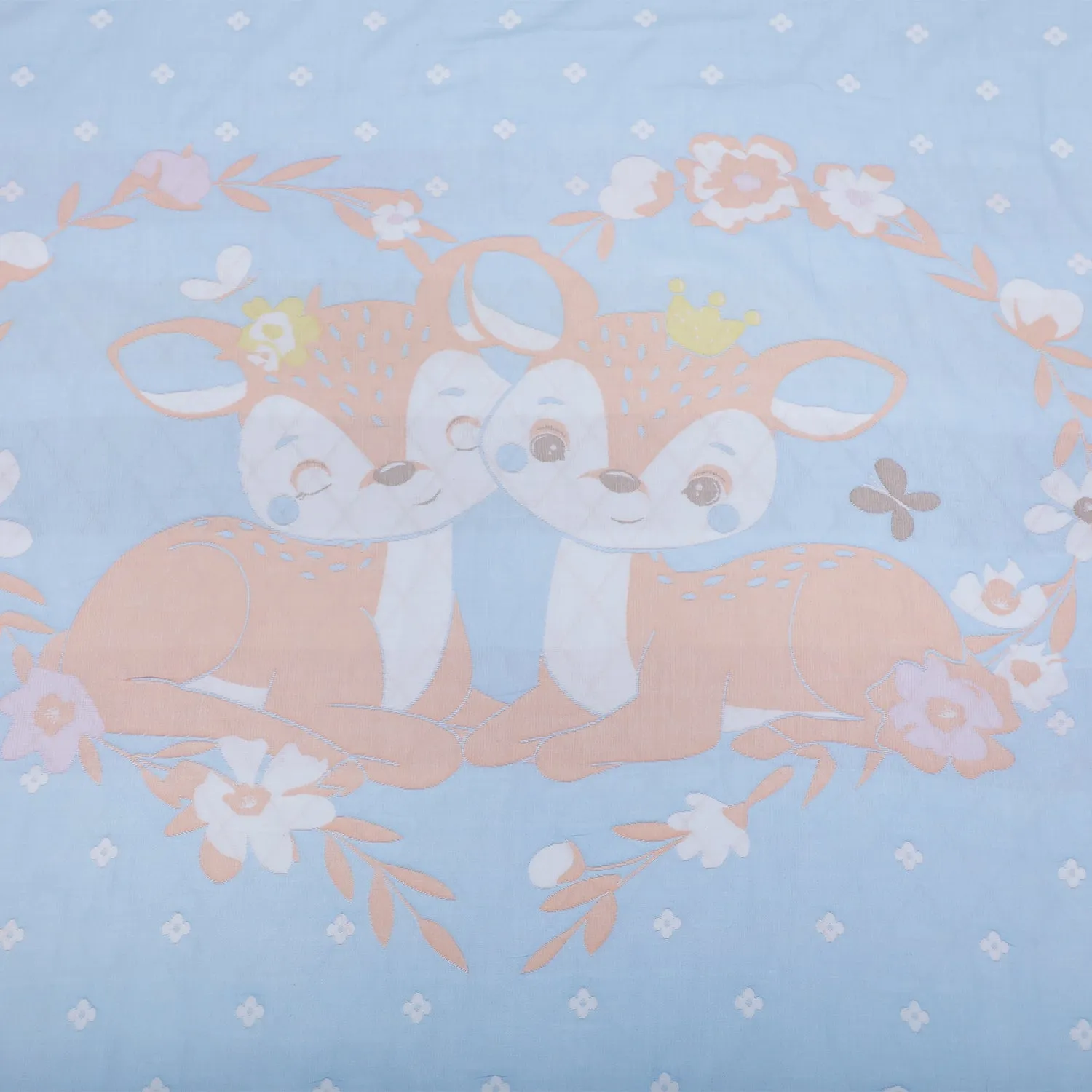 Baby Moo Deers In Love All Season Medium Muslin Blanket - Blue