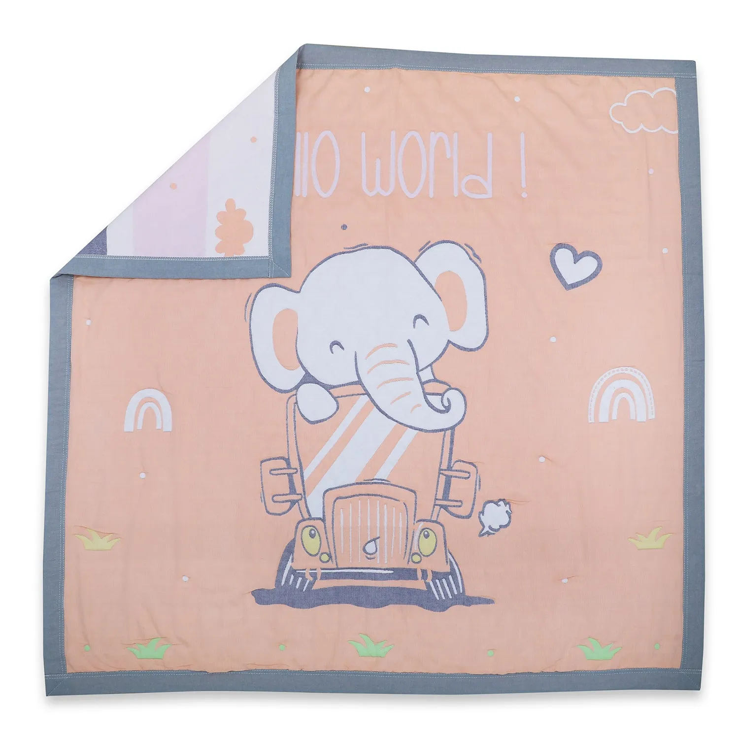 Baby Moo Elephant Adventure All Season Medium Muslin Blanket - Orange