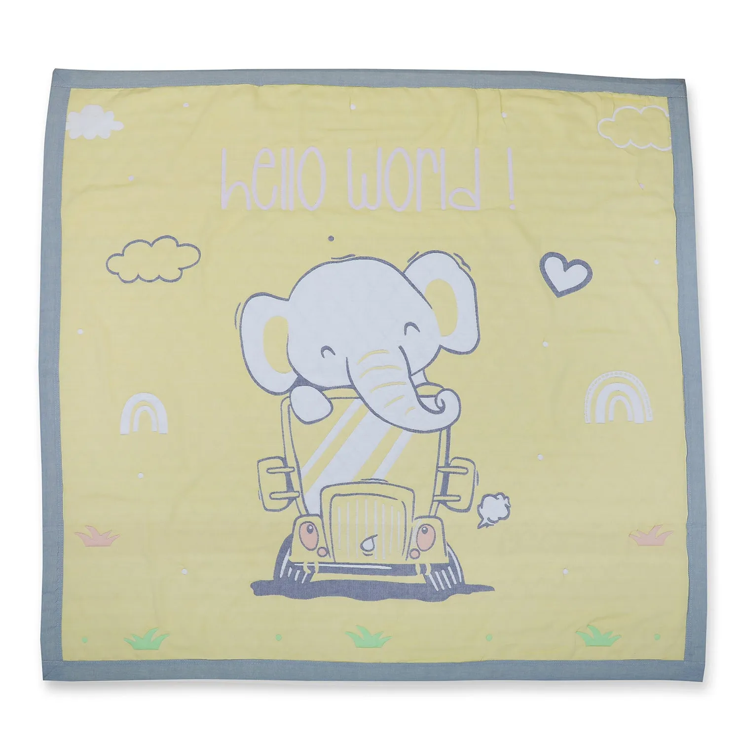 Baby Moo Elephant Adventure All Season Medium Muslin Blanket - Yellow