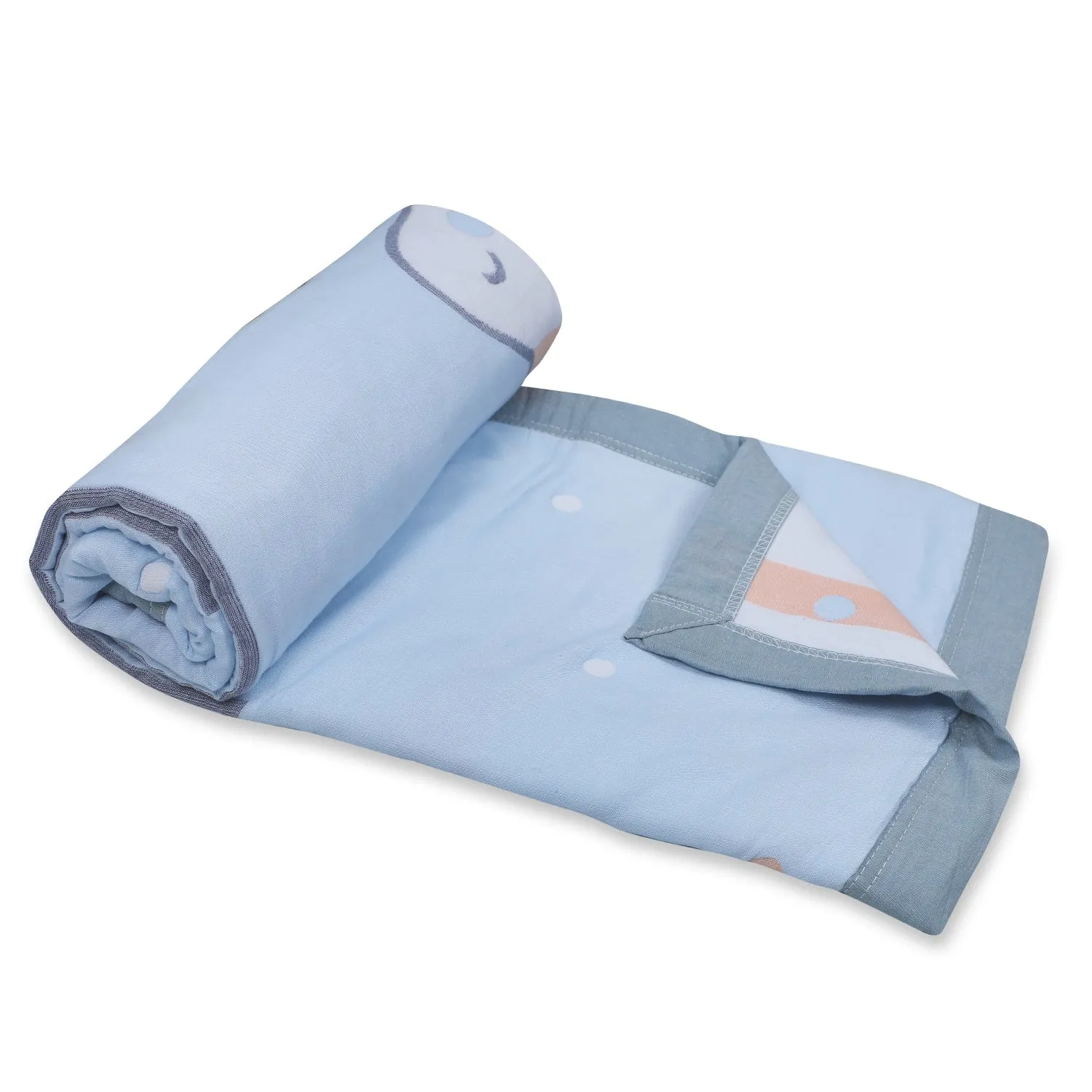 Baby Moo Giraffe All Season Medium Muslin Blanket - Blue