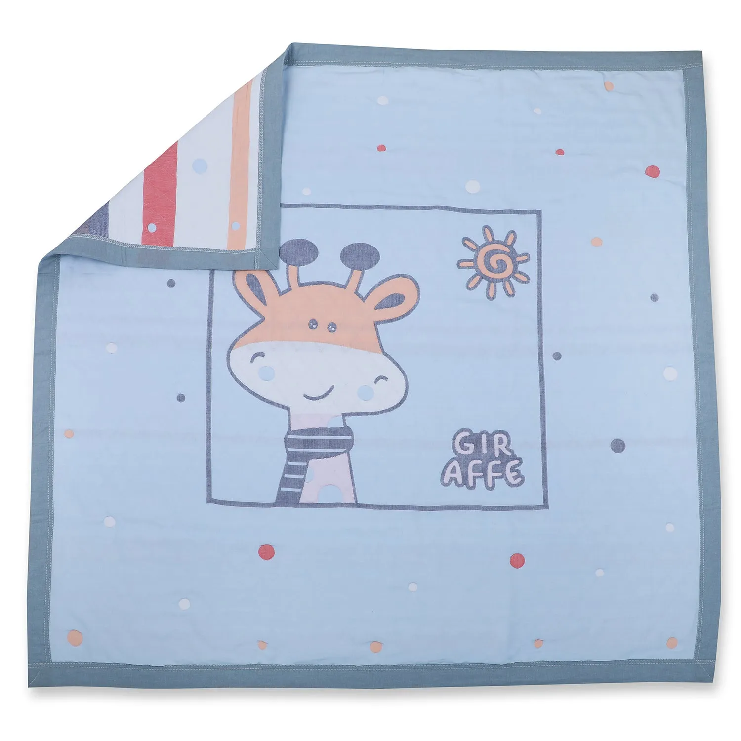 Baby Moo Giraffe All Season Medium Muslin Blanket - Blue