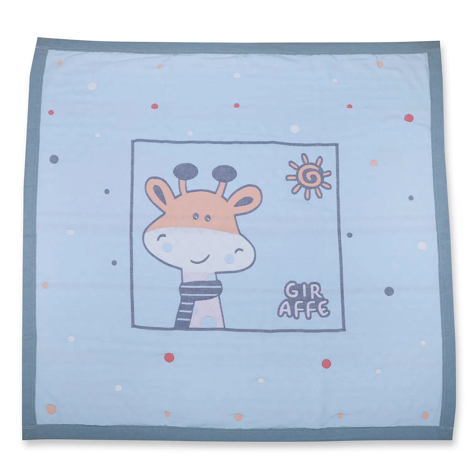 Baby Moo Giraffe All Season Medium Muslin Blanket - Blue