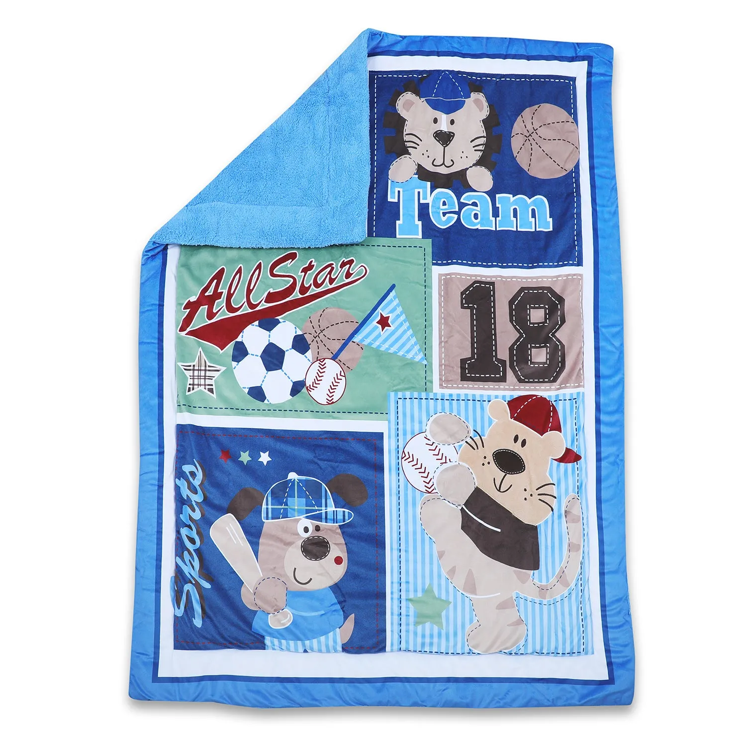 Baby Moo Sporty Champions Soft Fur Blanket - Blue