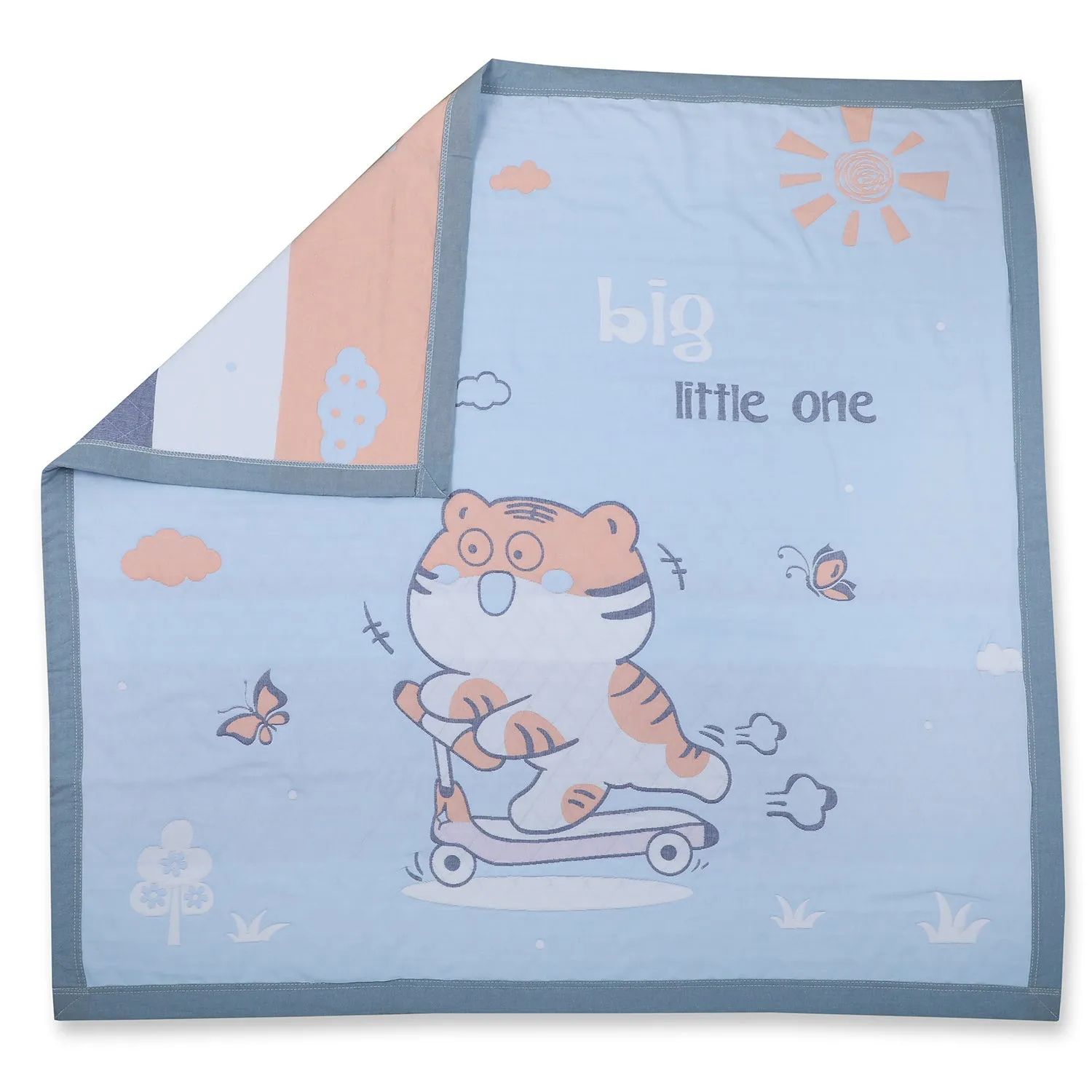 Baby Moo Wild Tiger All Season Medium Muslin Blanket - Blue