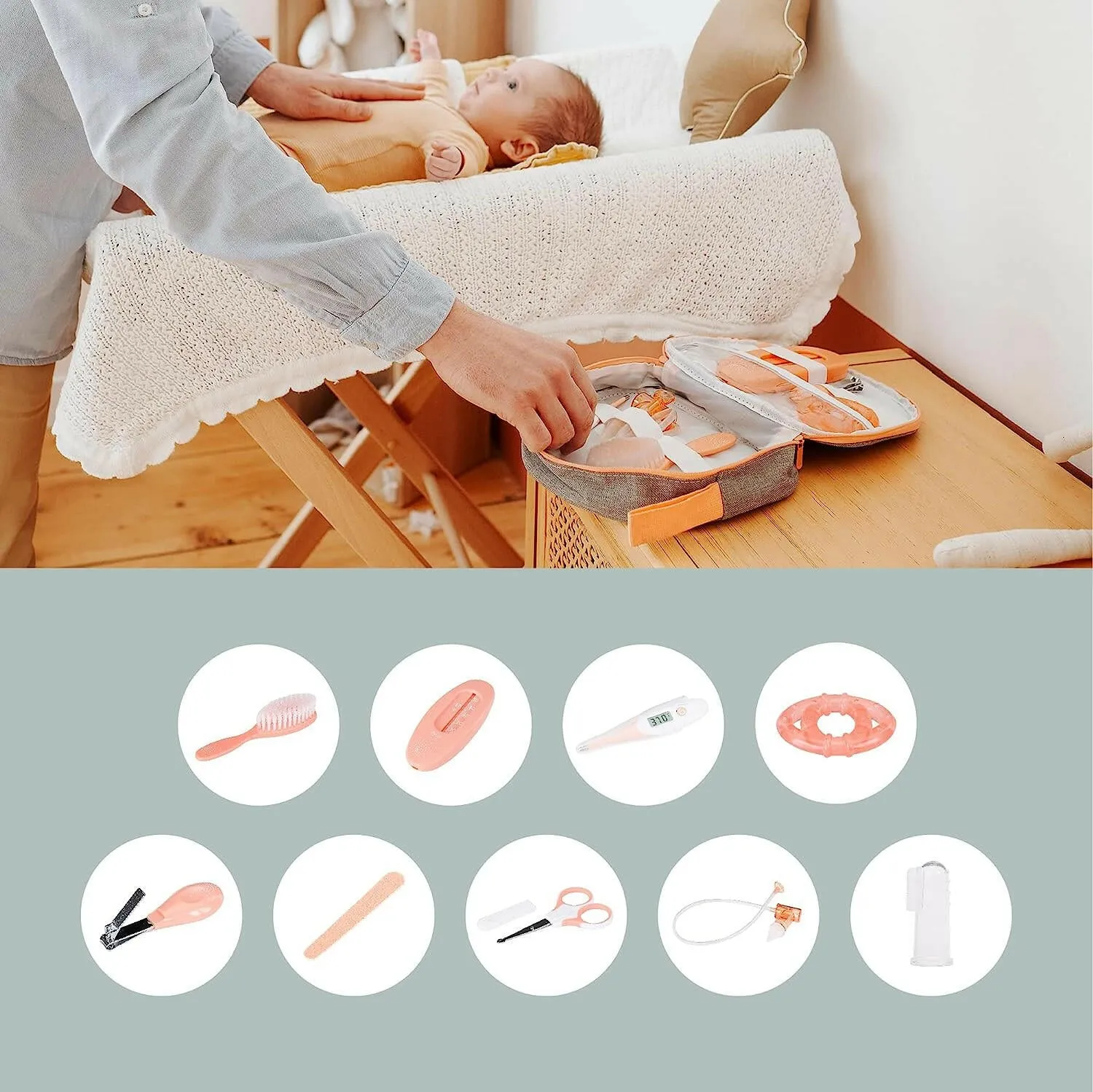 Babymoov- Baby nail kit for newborn - Grey/Peach