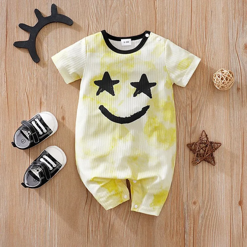 Baby's Short Sleeve Colorful Design Onesie (6 Designs)