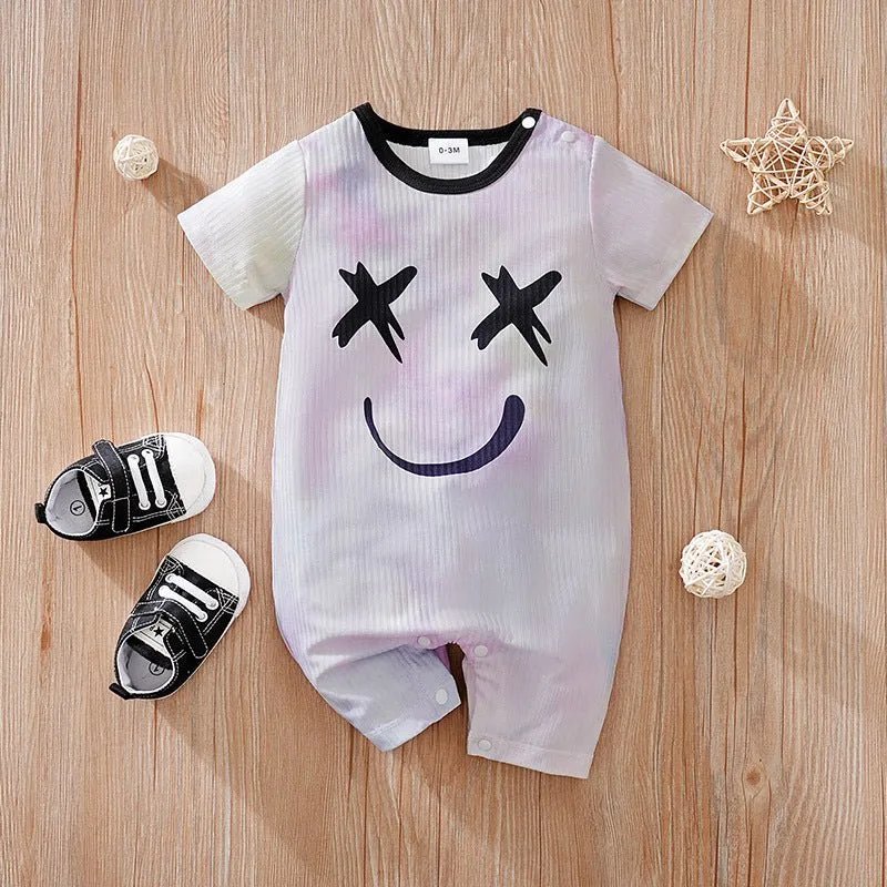 Baby's Short Sleeve Colorful Design Onesie (6 Designs)