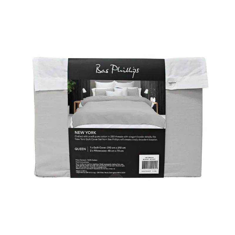 Bas Phillips New York Pewter and White Quilt Cover Set