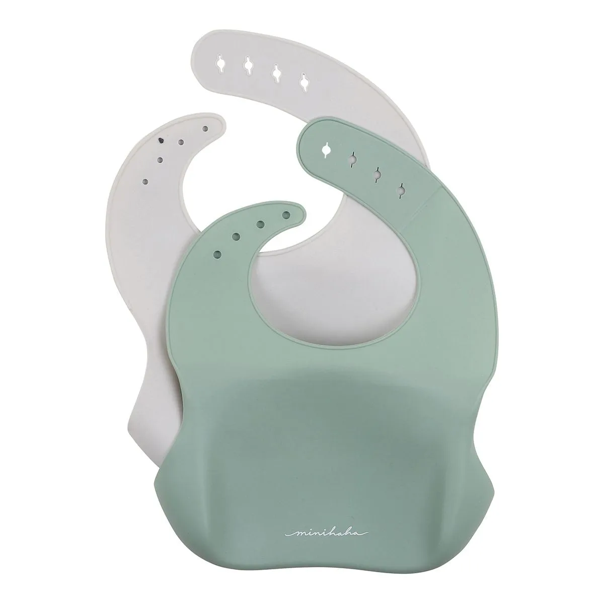 Bebe/Minihaha - Zebra Sage 2 Pack Silicone Bibs Sage Zebra