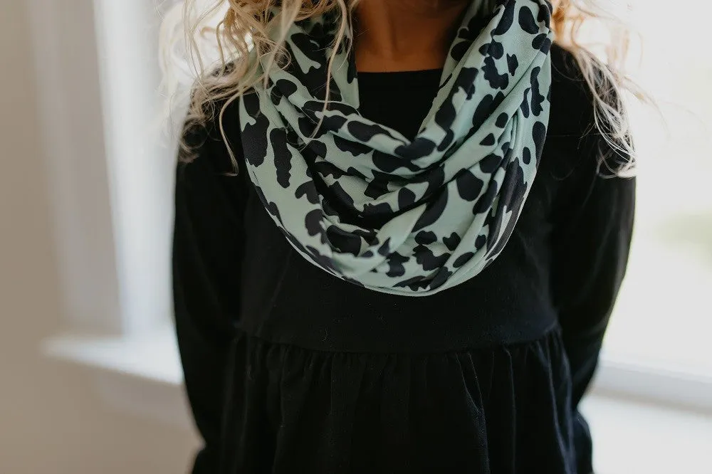 Black & Teal Leopard Scarf Set