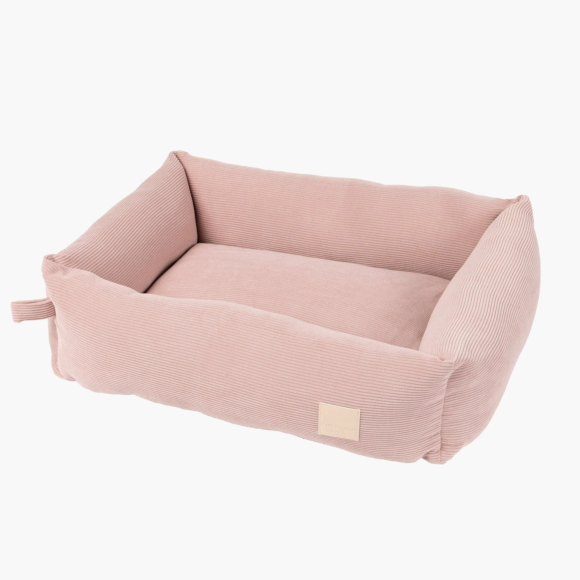 Blush Pink Corduroy Bolster Dog Bed | Luxury Comfort for Your Pet