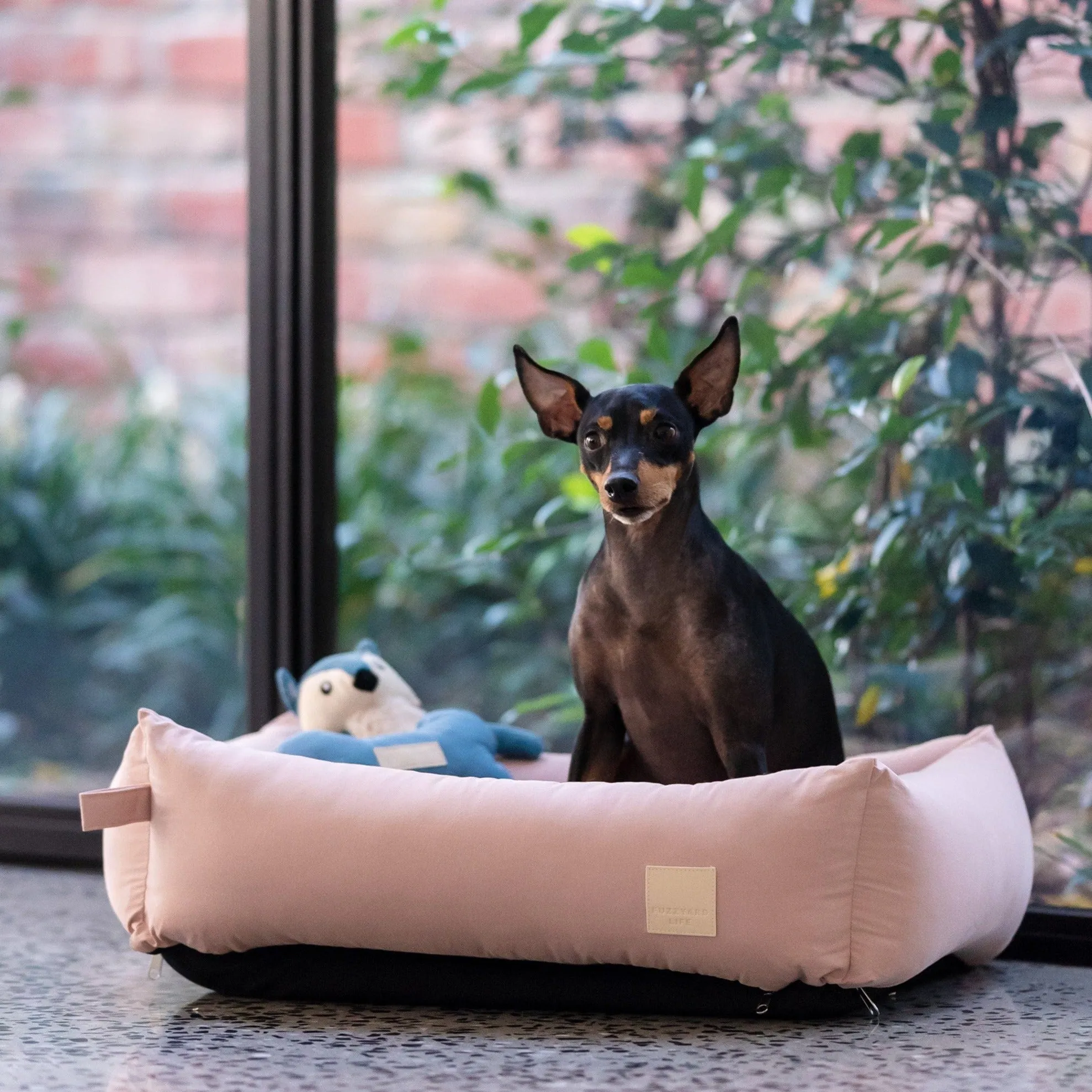 Blush Pink Corduroy Bolster Dog Bed | Luxury Comfort for Your Pet