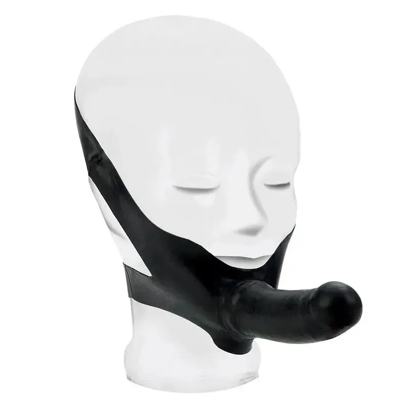 California Exotic Black Latex Face Strap-on Dildo with Support Straps