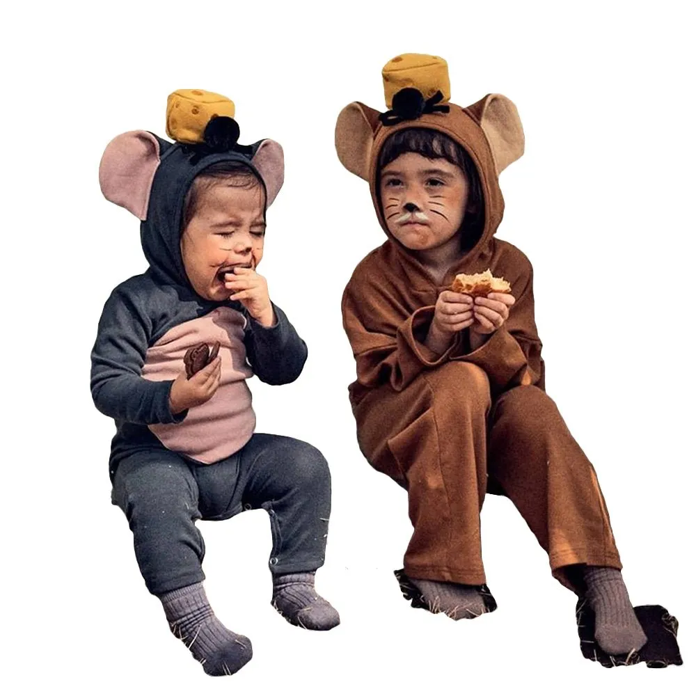 Christmas Costumes Mouse Kigurumi Baby Toddler Animal Hooded Romper Onesie