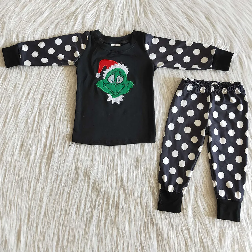 Christmas Kids Boys Pajamas Set Boutique Embroidery Baby Boy Pajamas Nightwear 6 B7-17