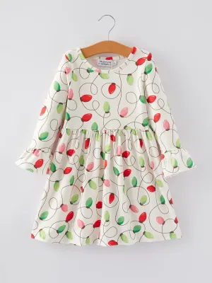 Christmas Lights Print Girls Dress