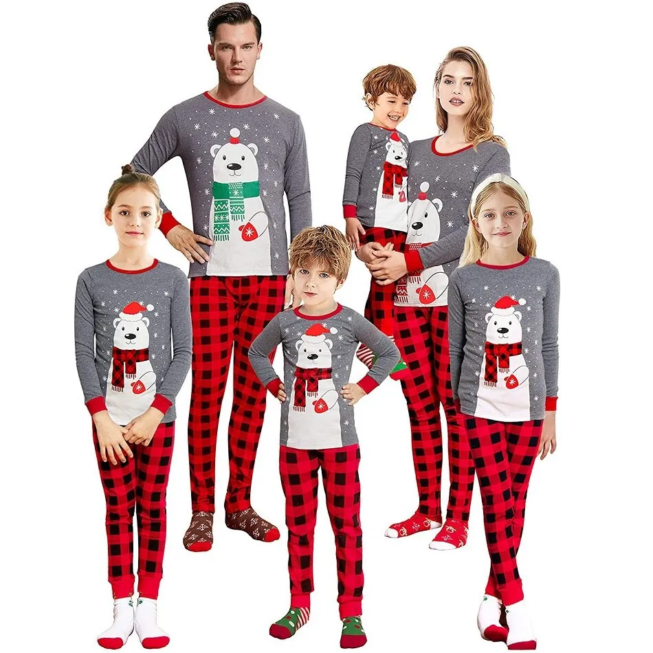 Christmas Matching Family Pyjamas Pajamas Sleepwear Mommy and Me  Clothes Matching  Set Santa Claus Father Mother Kids Xmas