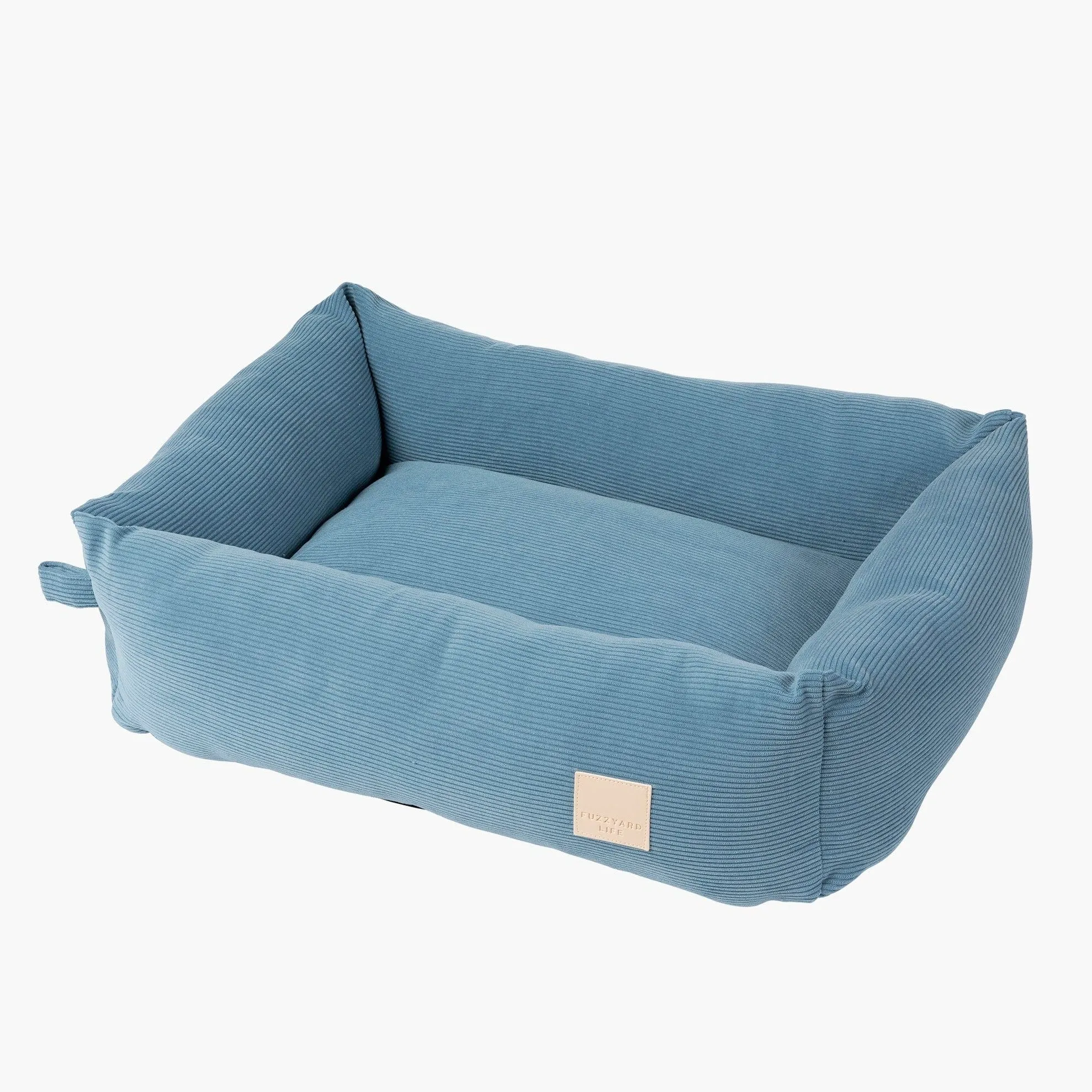 French Blue Corduroy Dog Bed | Luxurious Comfort and Style