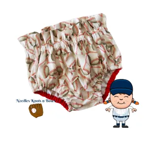 Girls Baseball Diaper Cover, High Waist Bloomers