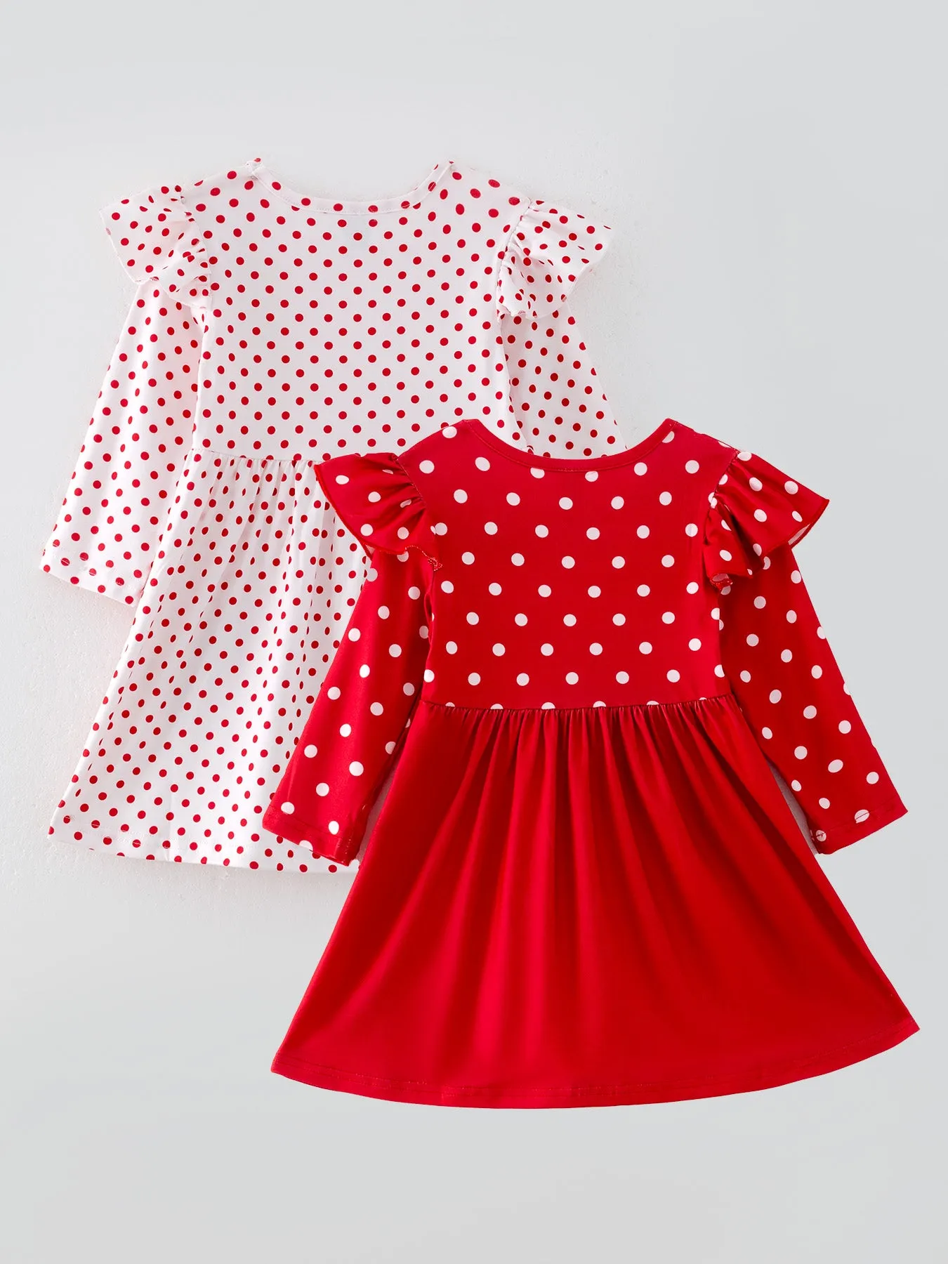 Girls Christmas Christmas Tree Print Polka Dot Dress