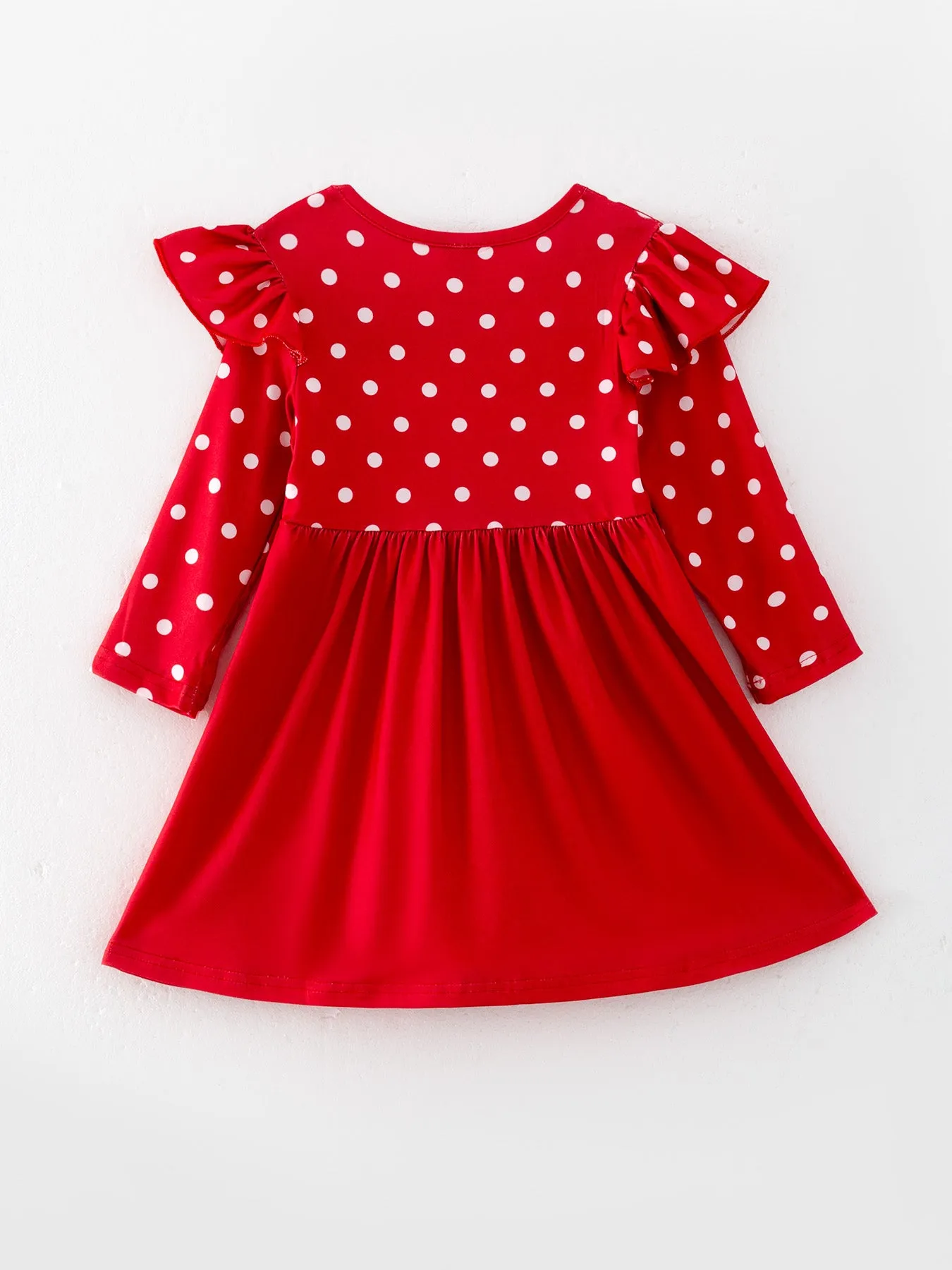 Girls Christmas Christmas Tree Print Polka Dot Dress