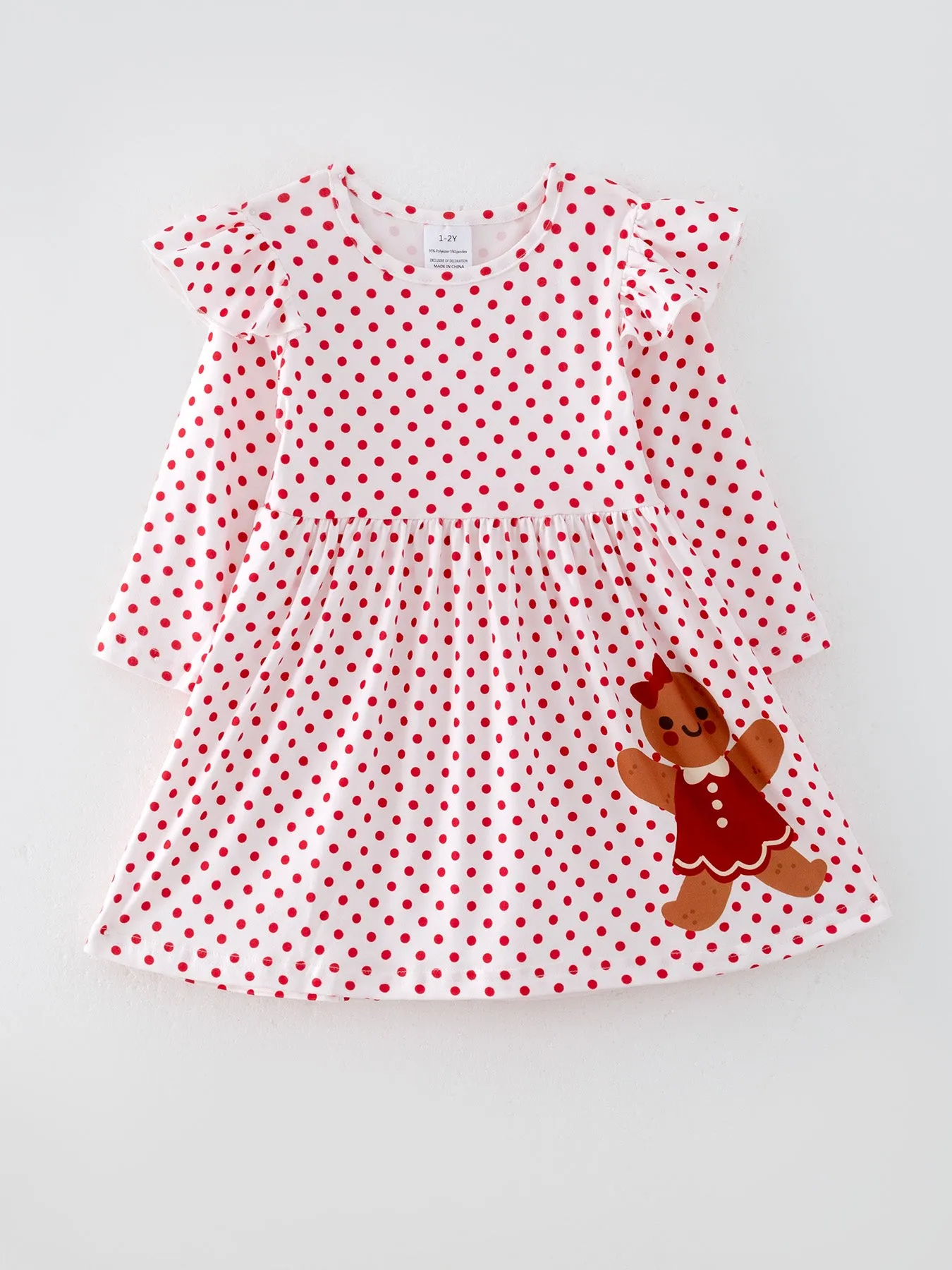 Girls Christmas Christmas Tree Print Polka Dot Dress