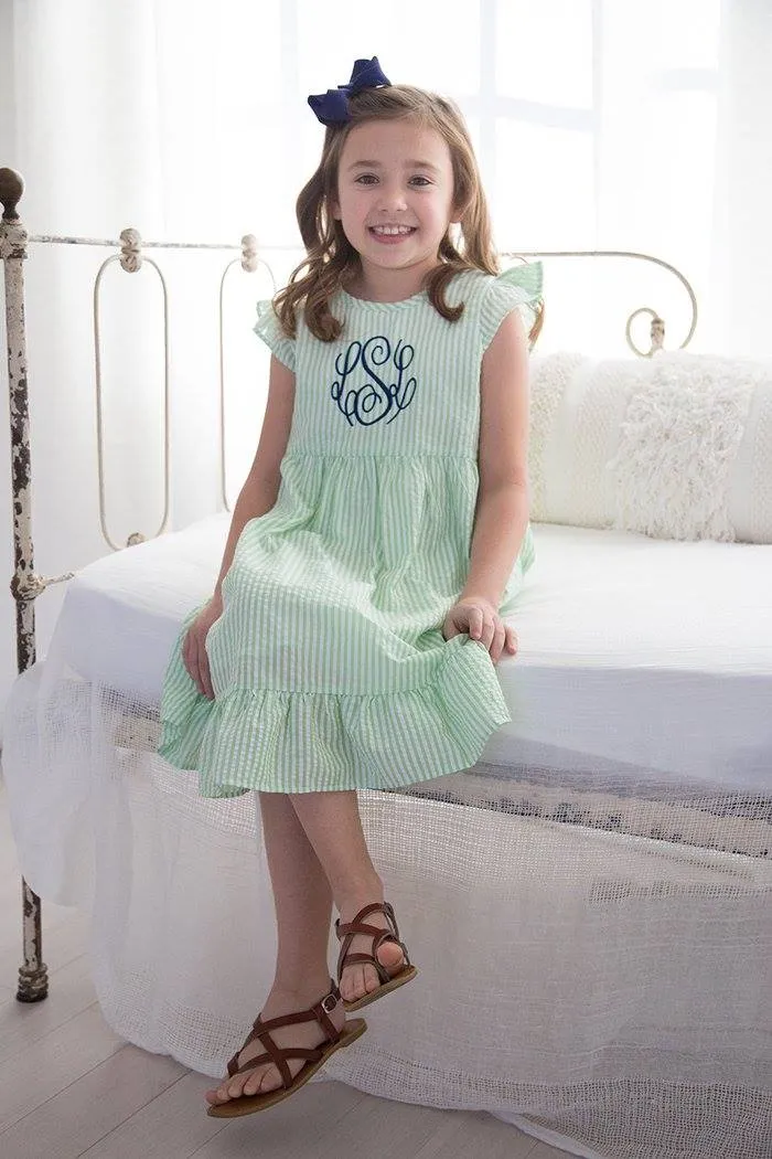 Girls Ruffle Dress- Seersucker All Colors