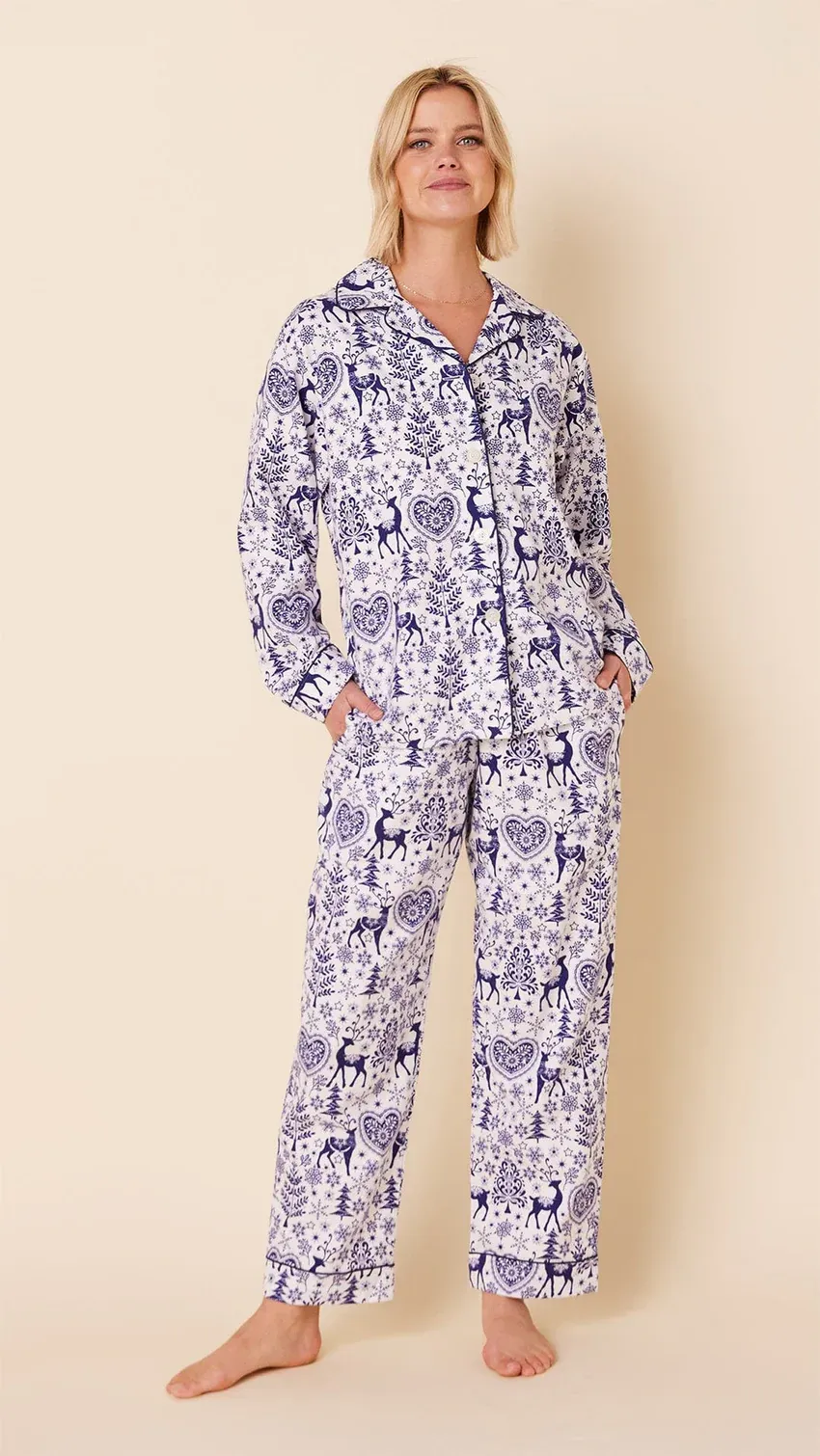 Holly Jolly Flannel Pajama - Blue, Medium