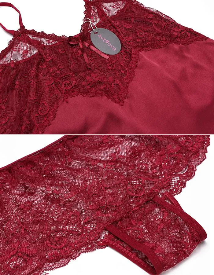 Homewear Sexy Silk Satin Women'S Pajamas Lingerie Set Lace Pijama Mujer V-Neck Nightgown Sleepwear Nightwear For Women