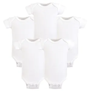 Hudson Baby Cotton Preemie Bodysuits, White Short-Sleeve