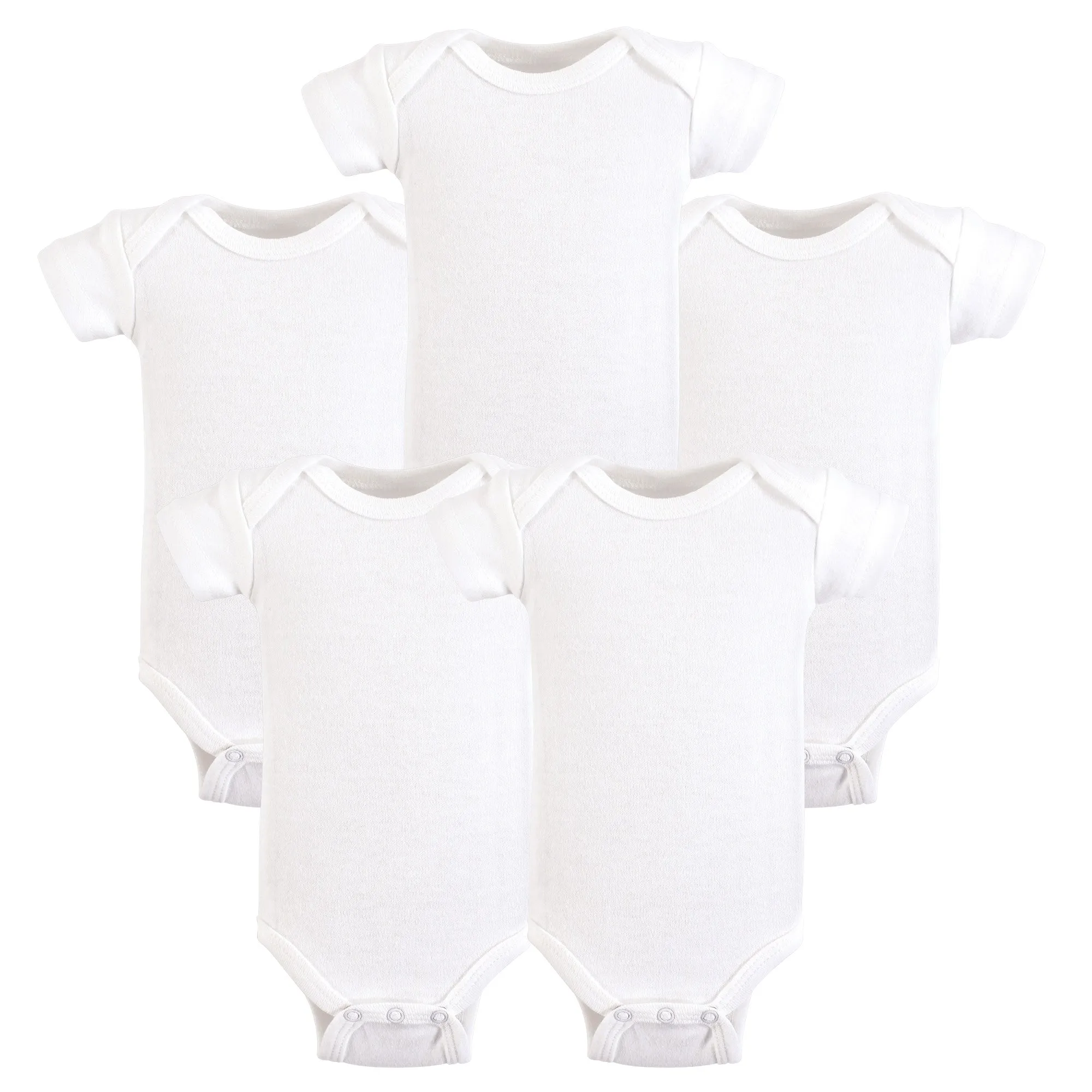 Hudson Baby Cotton Preemie Bodysuits, White Short-Sleeve