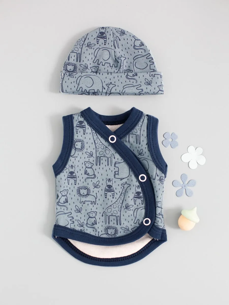 Incubator Vest & Round Hat Set, Safari Friends