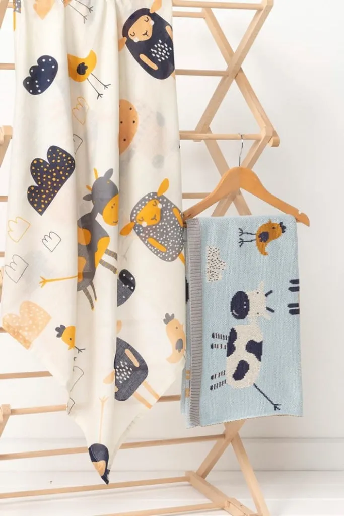 Indus - Baby Swaddle - Farmyard