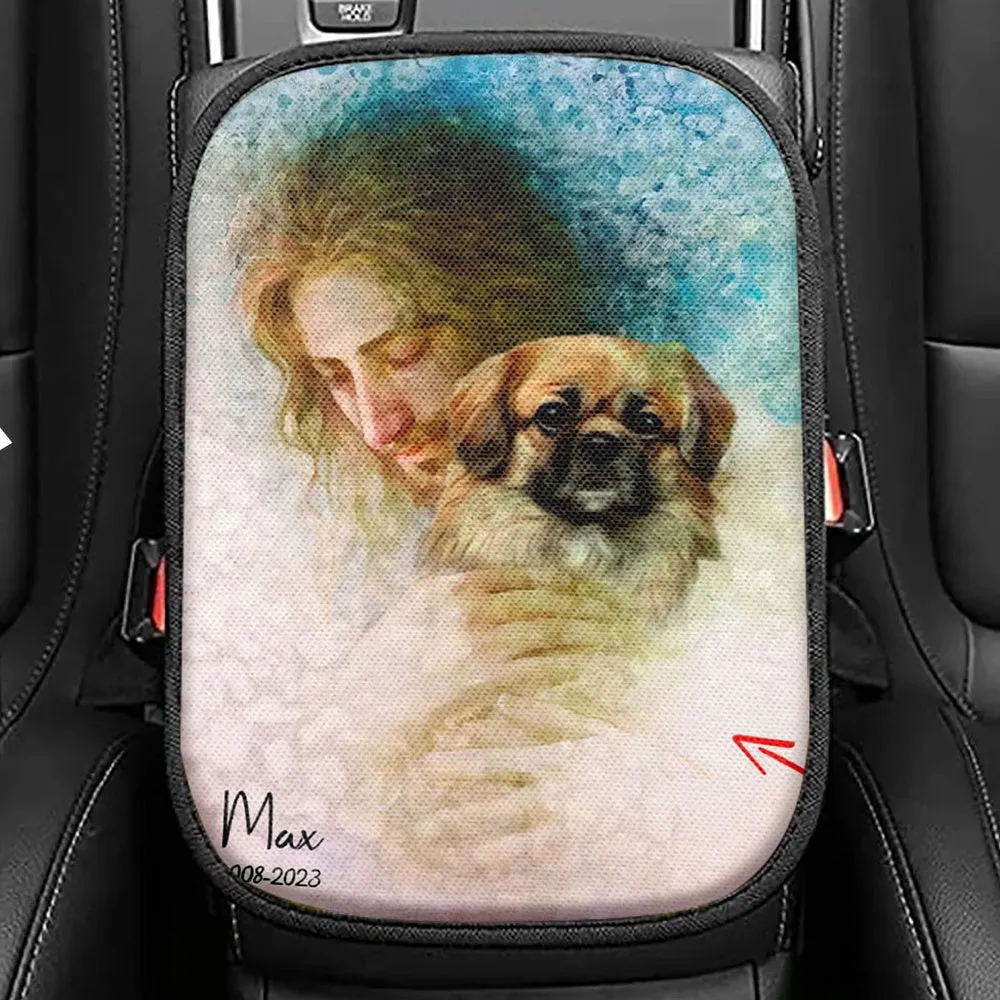 Jesus Holding A Dog Seat Box Cover, Jesus Car Center Console Cover, Christian Car Interior Accessories