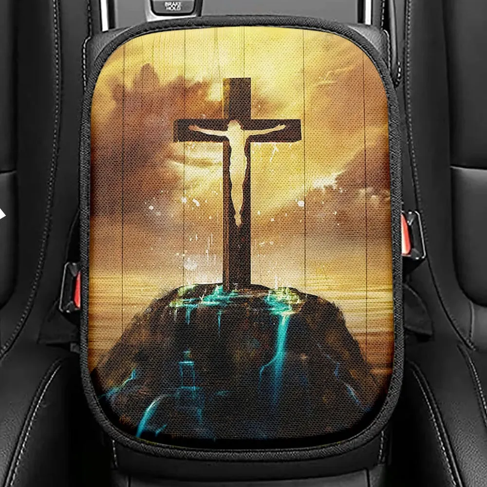 Jesus On The Cross Lamb Lionofjudah Seat Box Cover, Christian Car Center Console Cover, Religious Car Interior Accessories