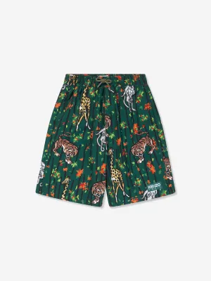 KENZO Boys Bamboo Jungle Swim Shorts in Green